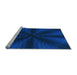 Sideview of Machine Washable Transitional Blue Rug, wshpat347lblu