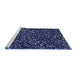 Sideview of Machine Washable Transitional Night Blue Rug, wshpat3470blu