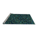 Sideview of Machine Washable Transitional Aquamarine Stone Green Rug, wshpat3470lblu