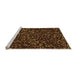 Sideview of Machine Washable Transitional Black Brown Rug, wshpat3470org