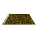 Sideview of Machine Washable Transitional Dark Yellow Green Rug, wshpat3470yw