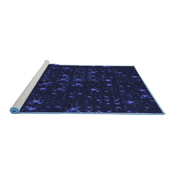 Sideview of Machine Washable Transitional Black Rug, wshpat3471blu