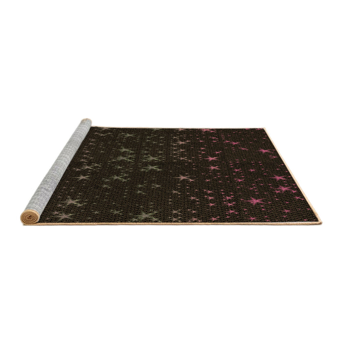 Sideview of Machine Washable Transitional Black Rug, wshpat3471brn