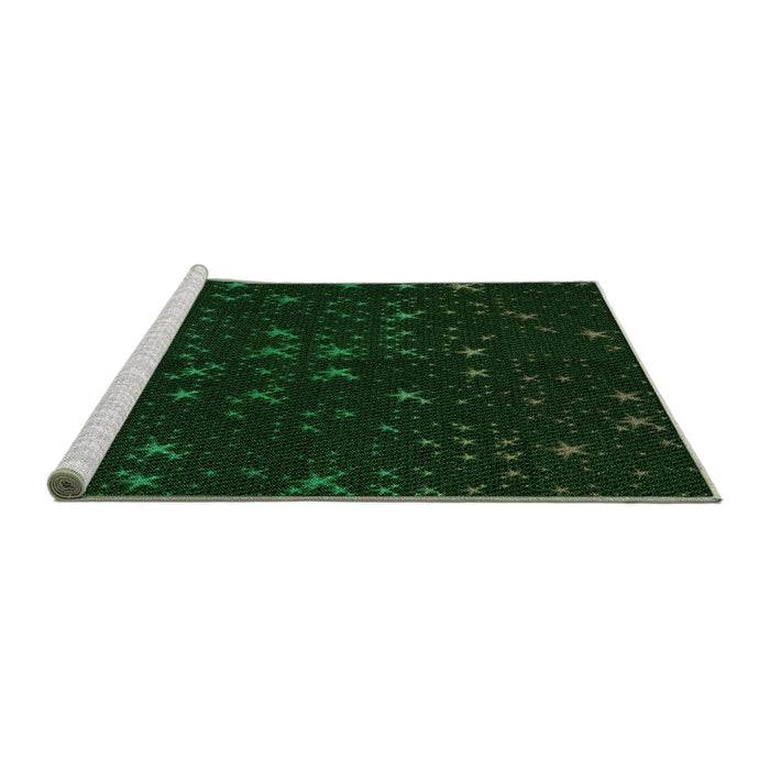 Sideview of Machine Washable Transitional Deep Emerald Green Rug, wshpat3471grn