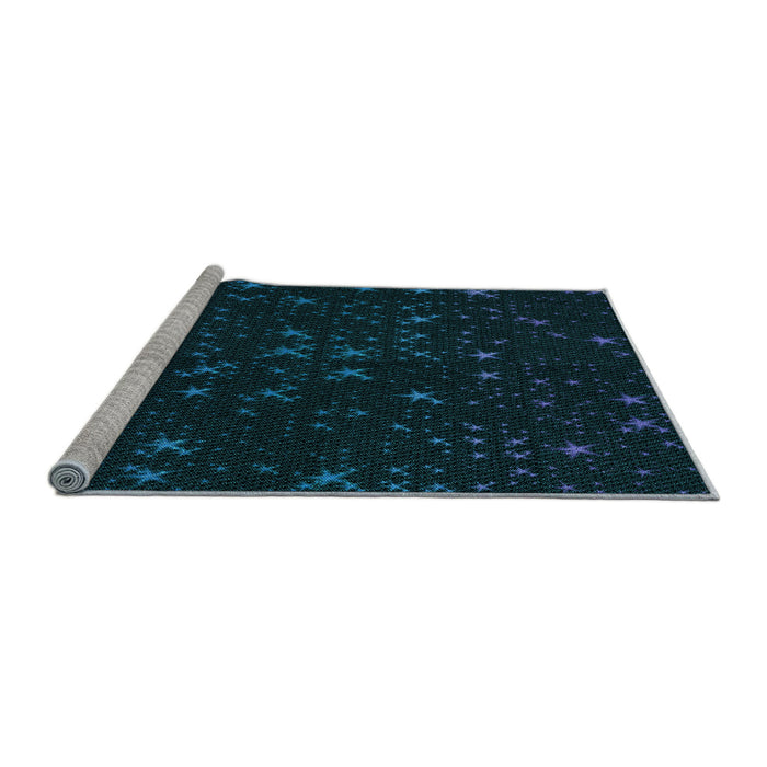 Sideview of Machine Washable Transitional Black Rug, wshpat3471lblu