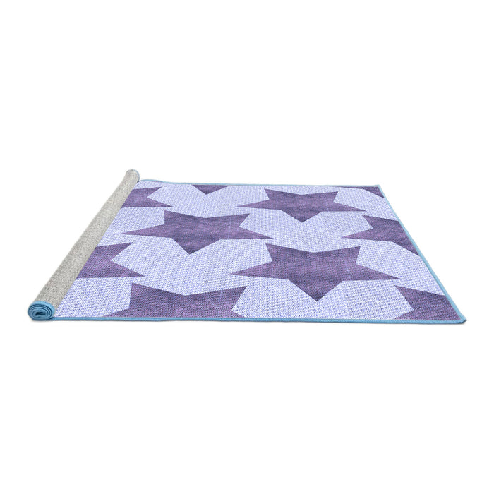 Sideview of Machine Washable Transitional Blue Rug, wshpat3472blu