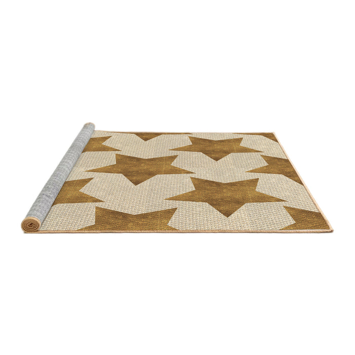 Sideview of Machine Washable Transitional Golden Blonde Gold Rug, wshpat3472brn