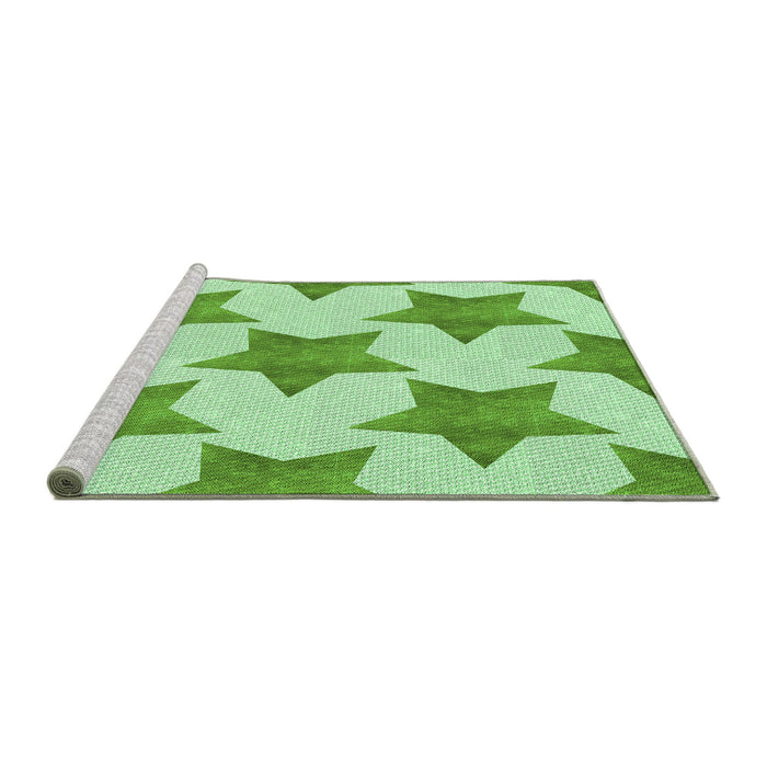 Sideview of Machine Washable Transitional Light Green Rug, wshpat3472grn