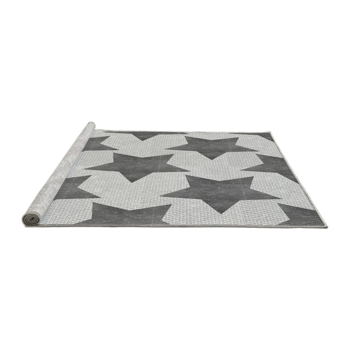 Sideview of Machine Washable Transitional Platinum Gray Rug, wshpat3472gry
