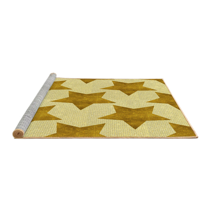 Sideview of Machine Washable Transitional Cinnamon Brown Rug, wshpat3472yw