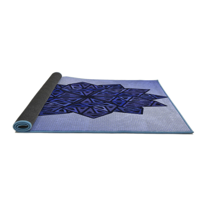 Thickness of Patterned Jeans Blue Rug, pat3473blu