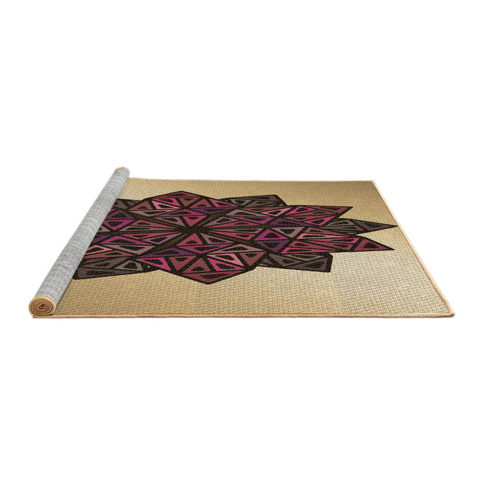 Sideview of Machine Washable Transitional Red Brown Rug, wshpat3473brn