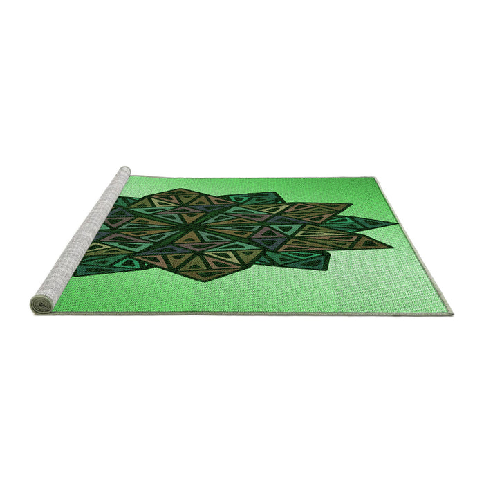Sideview of Machine Washable Transitional Green Rug, wshpat3473grn