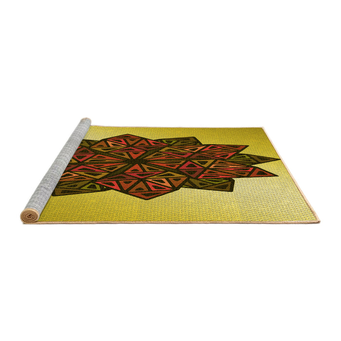 Sideview of Machine Washable Transitional Bright Gold Yellow Rug, wshpat3473yw