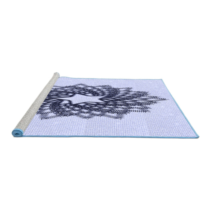 Sideview of Machine Washable Transitional Lavender Blue Rug, wshpat3474blu