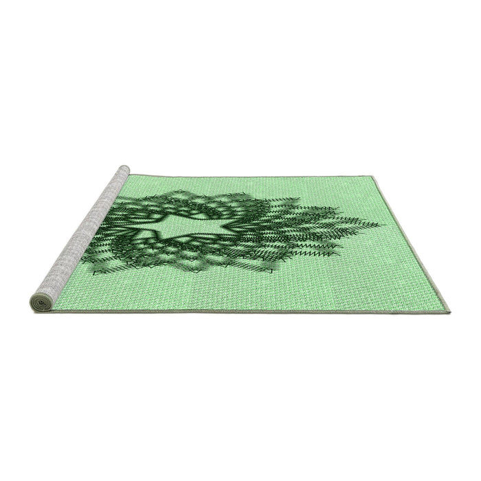 Sideview of Machine Washable Transitional Mint Green Rug, wshpat3474grn