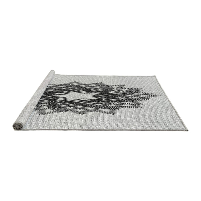 Sideview of Machine Washable Transitional Platinum Gray Rug, wshpat3474gry