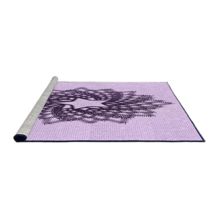 Sideview of Machine Washable Transitional Purple Flower Purple Rug, wshpat3474pur