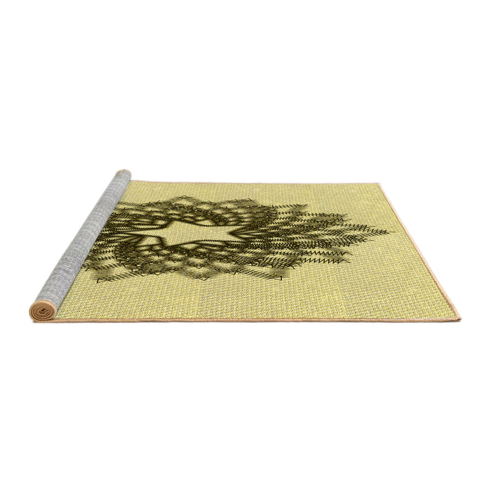 Sideview of Machine Washable Transitional Mustard Yellow Rug, wshpat3474yw