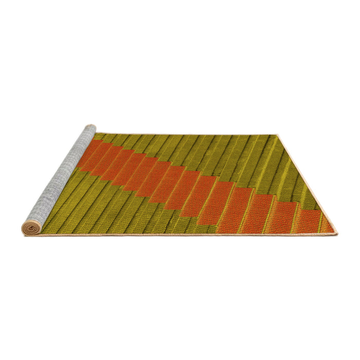Sideview of Machine Washable Transitional Caramel Brown Rug, wshpat3475yw