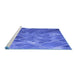 Sideview of Machine Washable Transitional Sky Blue Rug, wshpat3476blu