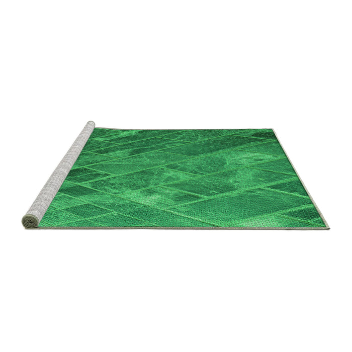 Sideview of Machine Washable Transitional Neon Green Rug, wshpat3476grn