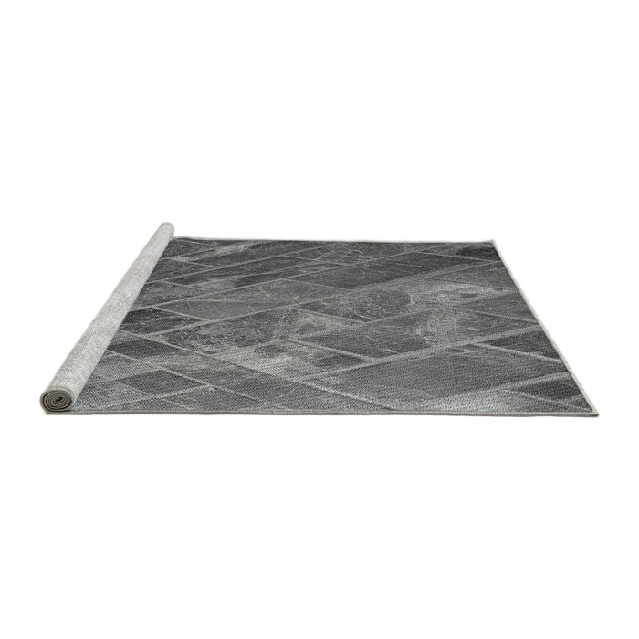 Sideview of Machine Washable Transitional Gunmetal Gray Rug, wshpat3476gry