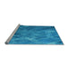 Sideview of Machine Washable Transitional Blue Rug, wshpat3476lblu