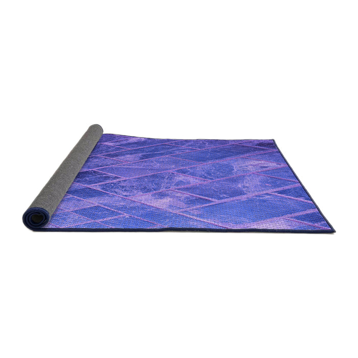 Thickness of Patterned Light Slate Blue Rug, pat3476pur
