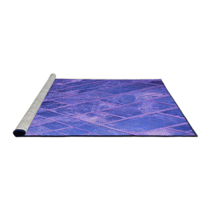 Sideview of Machine Washable Transitional Light Slate Blue Rug, wshpat3476pur