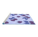 Sideview of Machine Washable Transitional Blue Rug, wshpat3478blu