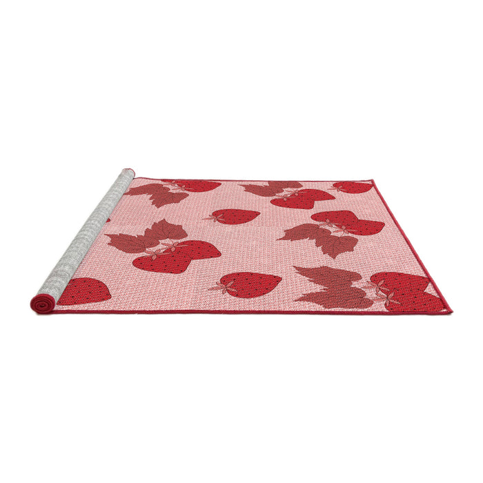 Sideview of Machine Washable Transitional Deep Rose Pink Rug, wshpat3478rd