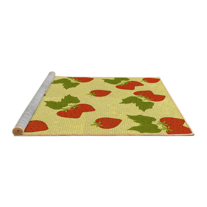 Sideview of Machine Washable Transitional Bold Yellow Rug, wshpat3478yw