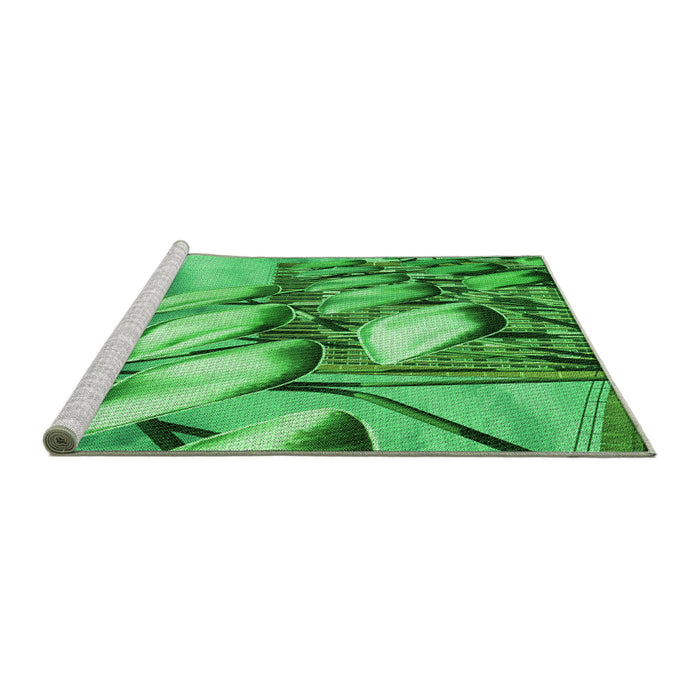 Sideview of Machine Washable Transitional Green Rug, wshpat3479grn