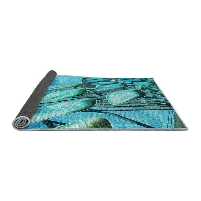 Thickness of Patterned Dark Cyan Green Rug, pat3479lblu