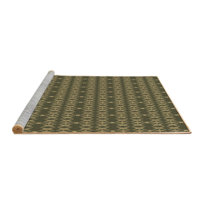 Sideview of Machine Washable Transitional Army Green Rug, wshpat3480brn