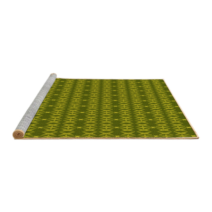 Sideview of Machine Washable Transitional Green Rug, wshpat3480yw