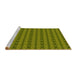 Sideview of Machine Washable Transitional Green Rug, wshpat3480yw