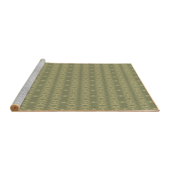Sideview of Machine Washable Transitional Avocado Green Rug, wshpat3481brn