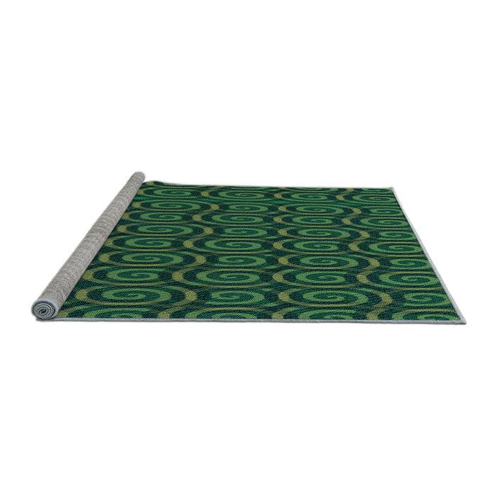 Sideview of Machine Washable Transitional Deep Teal Green Rug, wshpat3484lblu