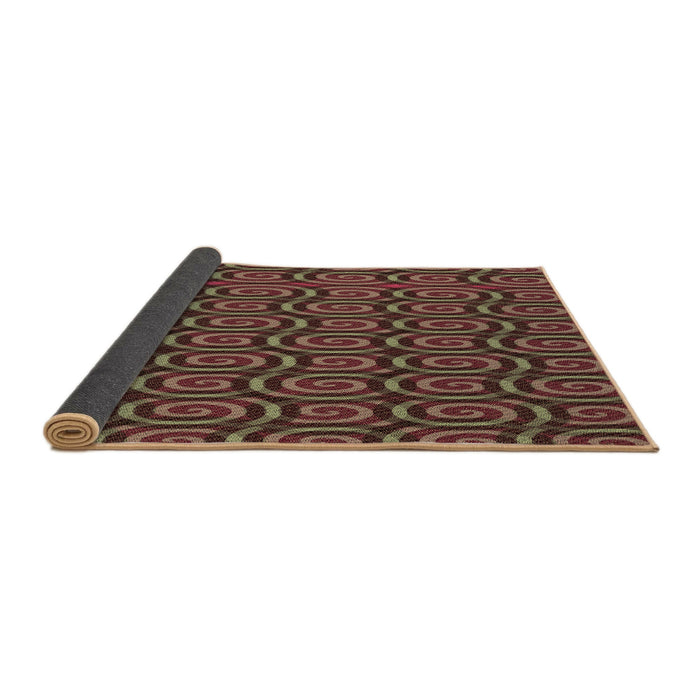 Thickness of Patterned Dark Gold Brown Rug, pat3485brn