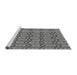 Sideview of Machine Washable Transitional Grey Gray Rug, wshpat3488gry