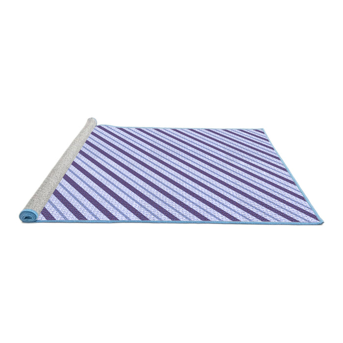 Sideview of Machine Washable Transitional Blue Rug, wshpat3490blu