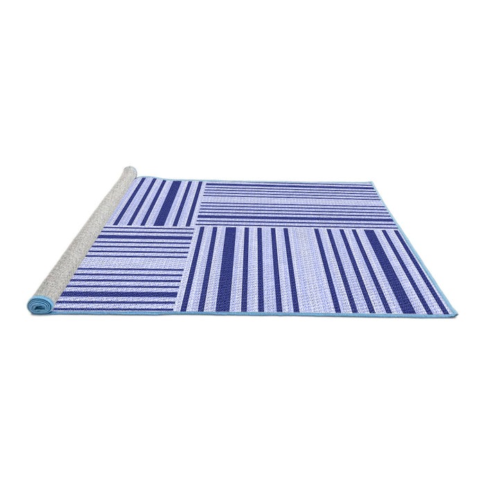 Sideview of Machine Washable Transitional Blue Rug, wshpat3496blu