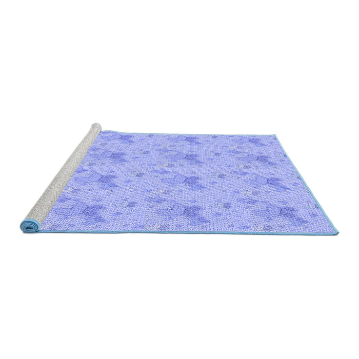Sideview of Machine Washable Transitional Light Slate Blue Rug, wshpat3498blu