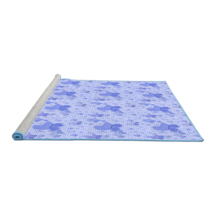 Sideview of Machine Washable Transitional Sky Blue Rug, wshpat3499blu