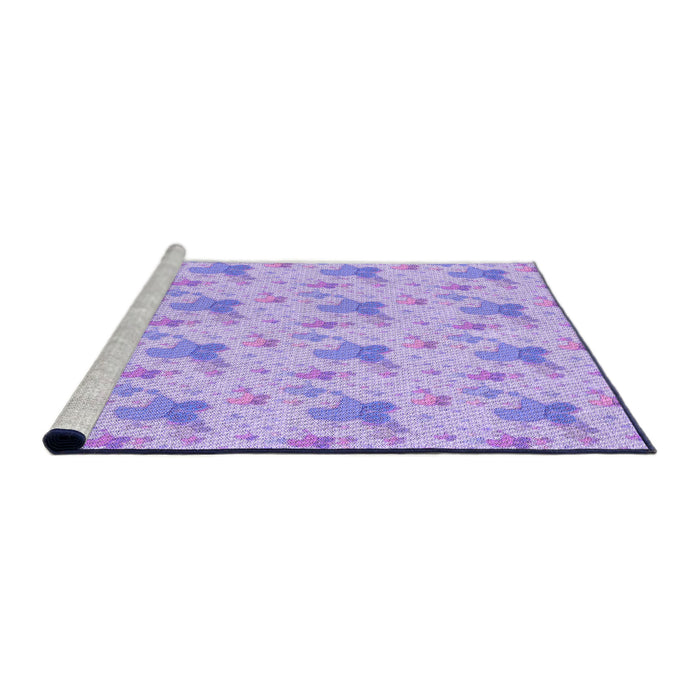 Sideview of Machine Washable Transitional Purple Mimosa Purple Rug, wshpat3499pur