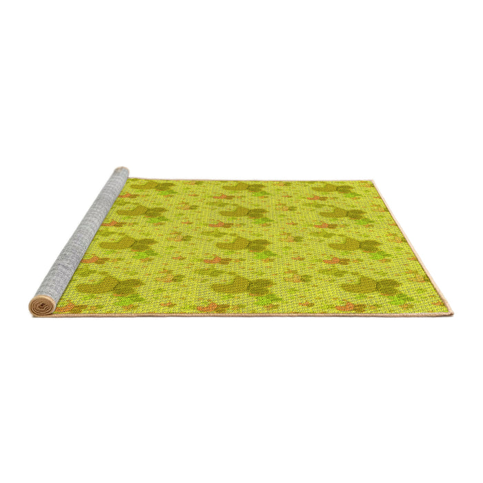 Sideview of Machine Washable Transitional Yellow Rug, wshpat3499yw