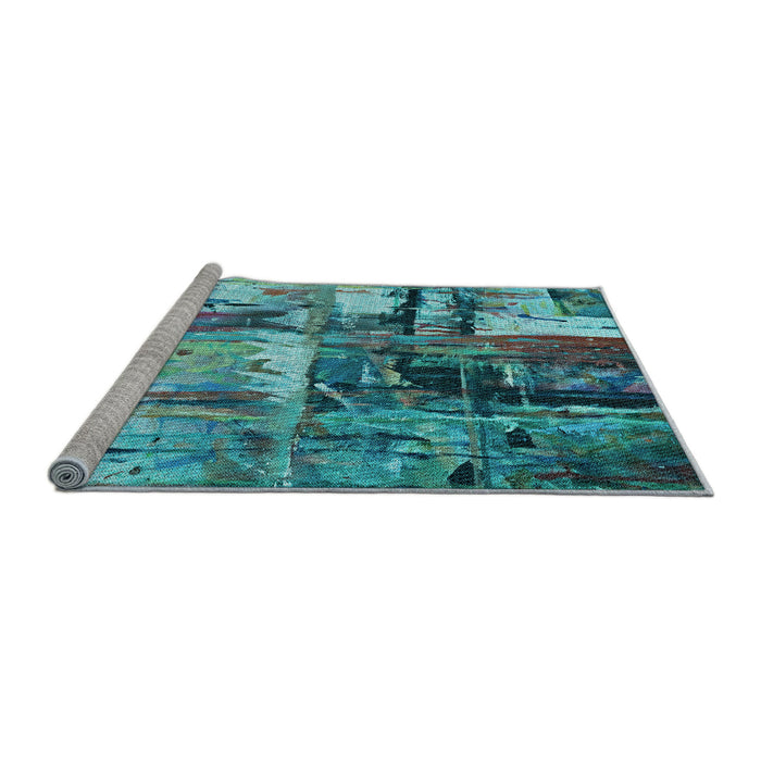 Machine Washable Transitional Turquoise Green Rug in a Bedroom, wshpat35lblu