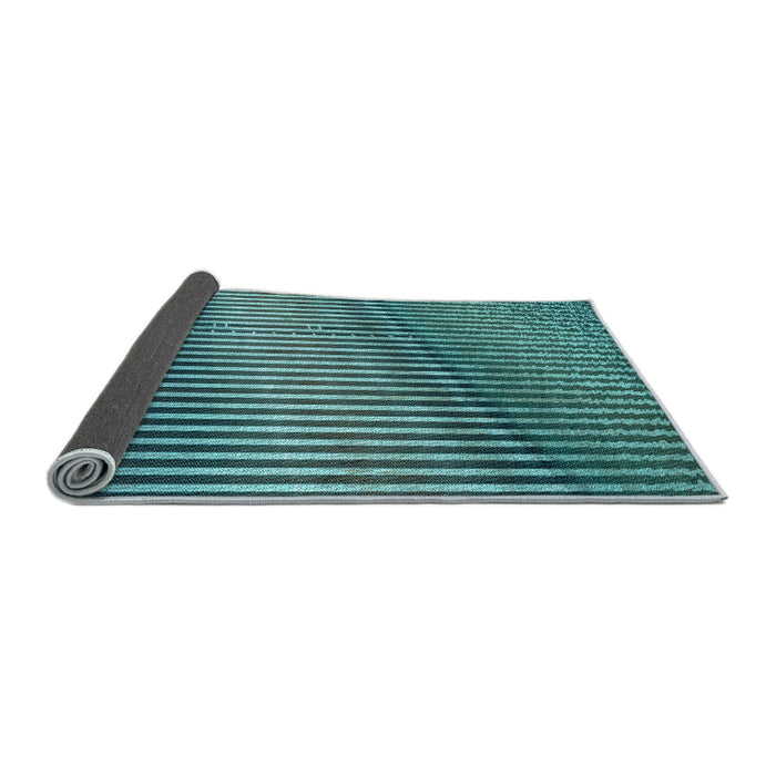 Thickness of Patterned Turquoise Green Rug, pat3501lblu